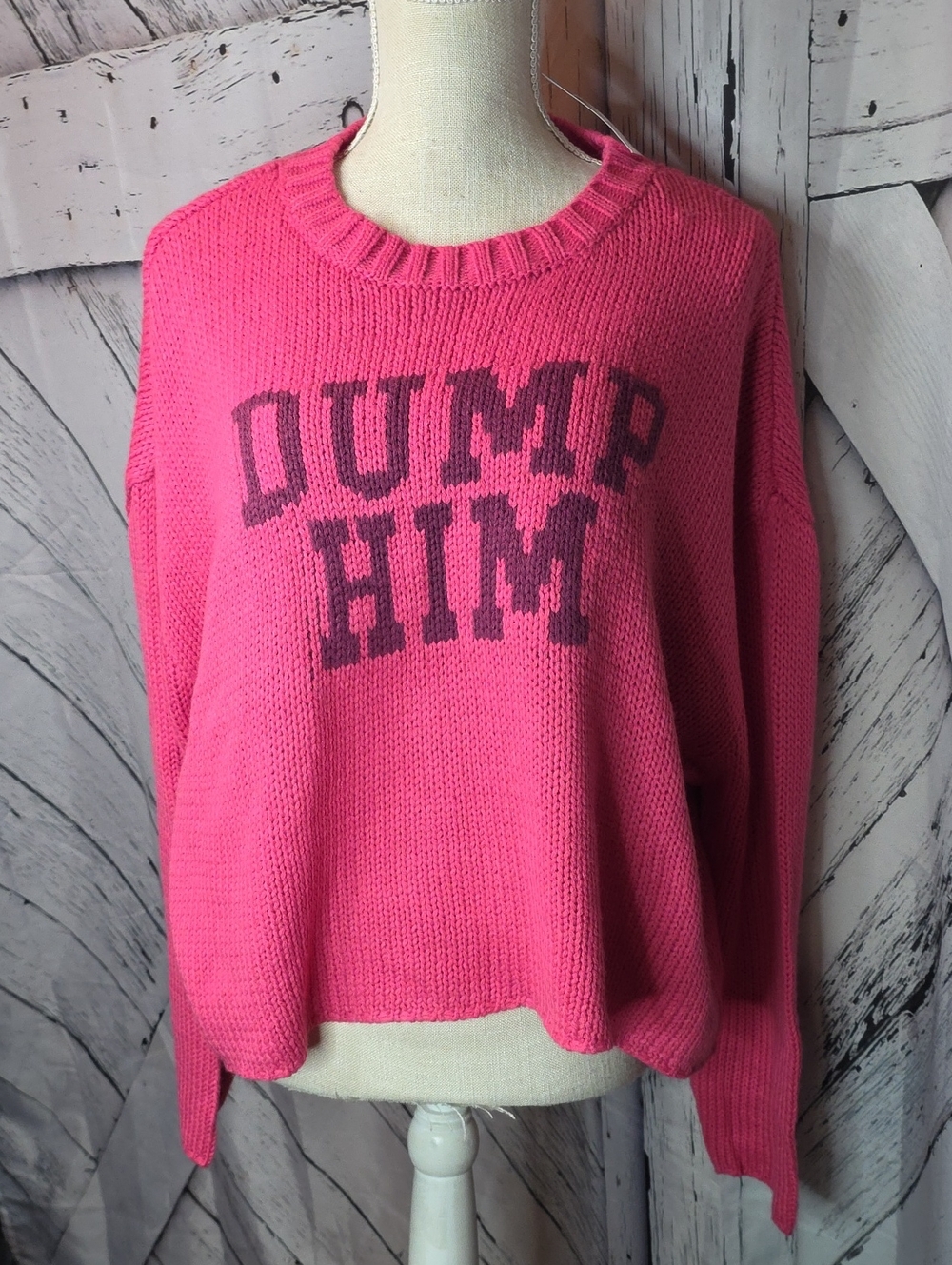Rue21 "Dump Him" Graphic Knit Sweater Pink Size 1X